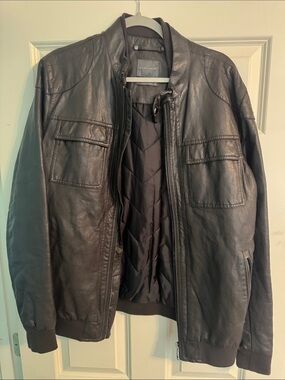Zara Man Faux leather Bomber Jacket